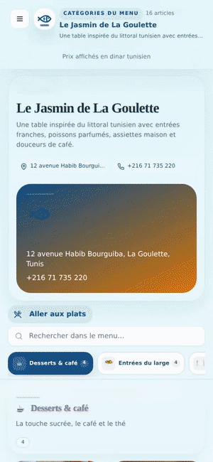 Le Jasmin de La Goulette menu preview